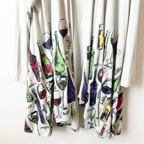 A Walk in The Park Wineology Wine Glasses Print Long Sleeve Kimono Cardigan 2X - Picture 5 of 12